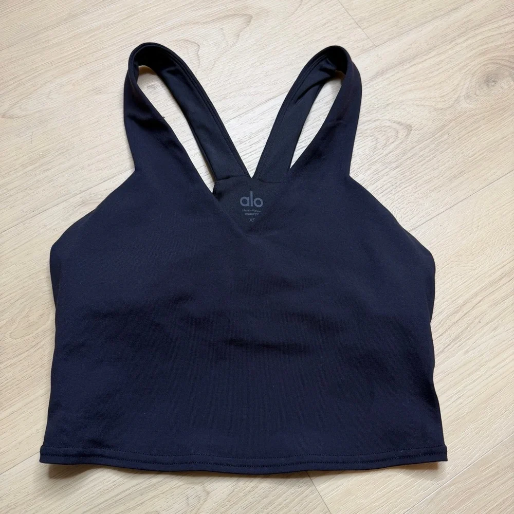 Alo Black Real Tank Athletic Bra